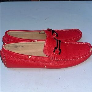 Massimo Red Leather Men's Slip-On Loafers